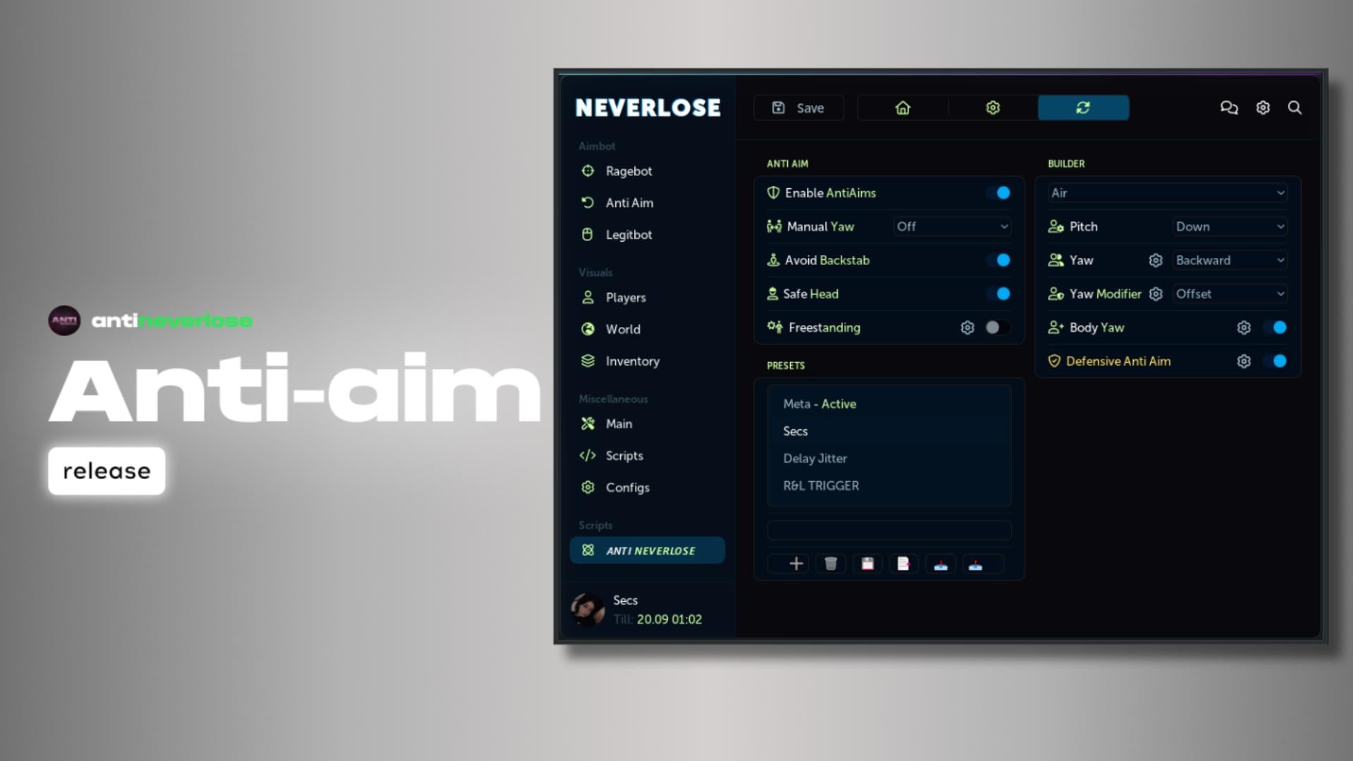 NeverLose.cc - Marketplace - Script 