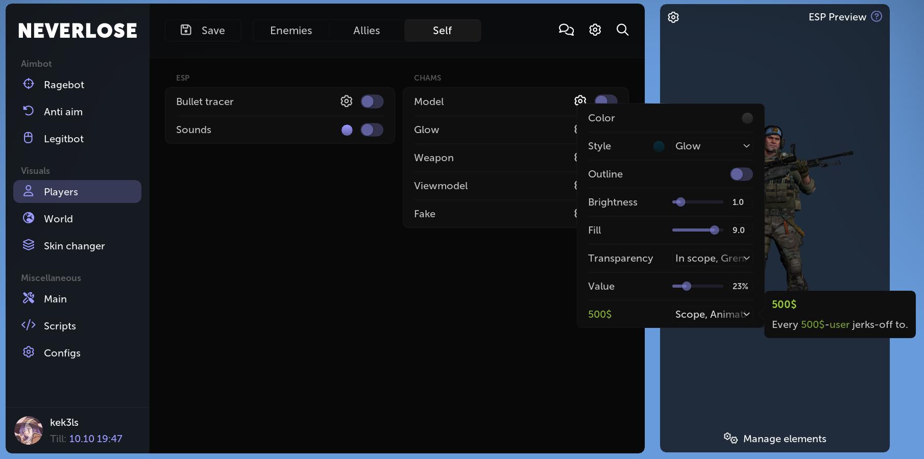 Neverlose cc marketplace script custom in scope alpha modulate 